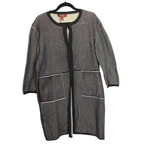 NWT Max Mara Studio Long Knit Grey Black Cardigan Size Womens US Large $595 [jb]
